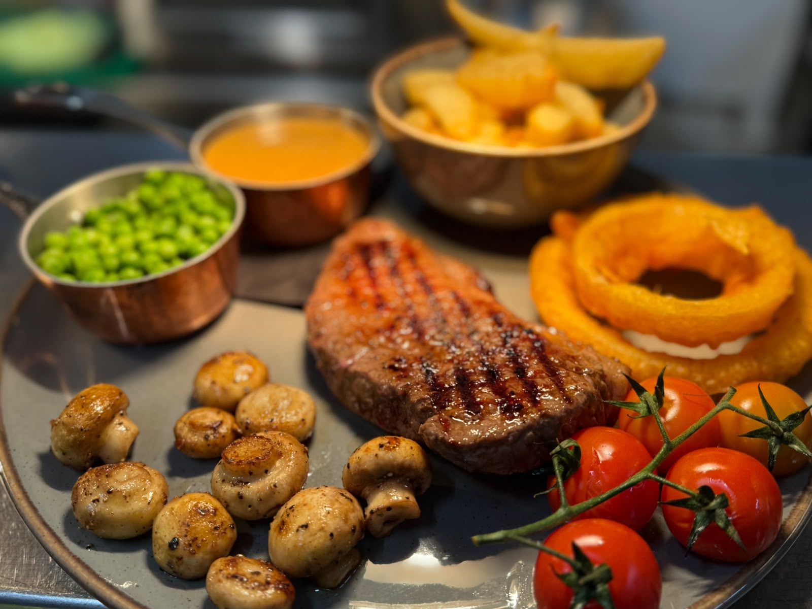 Chargrilled steak plate