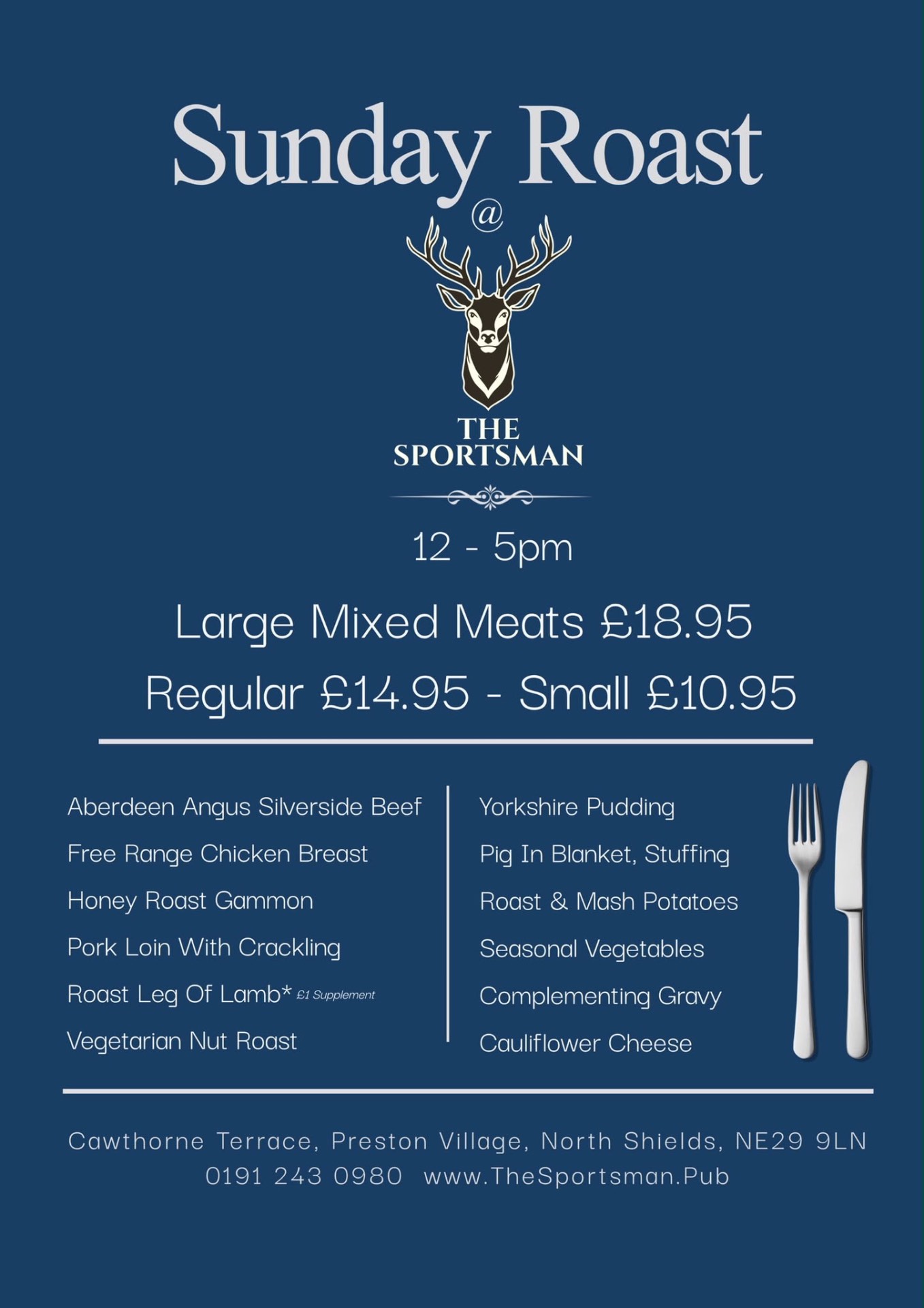 Sunday Roast menu at The Sportsman